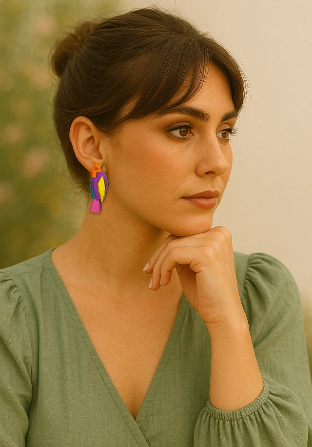 Pendientes inspirados en la naturaleza en metacrilato y madera