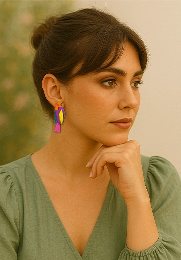 Pendientes inspirados en la naturaleza en metacrilato y madera 